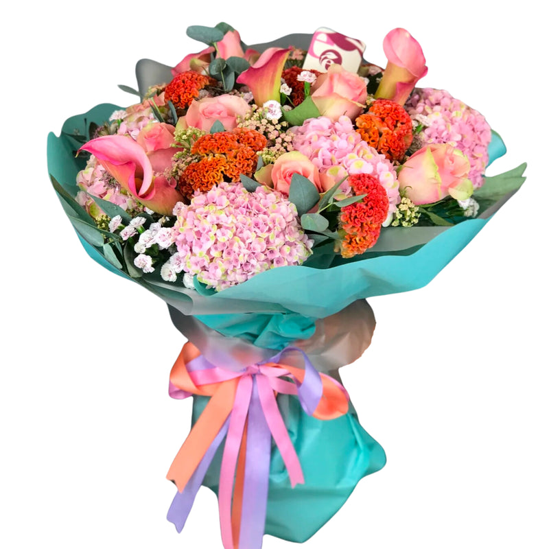 Bouquet of Pink Hydrangea and Rose Kala