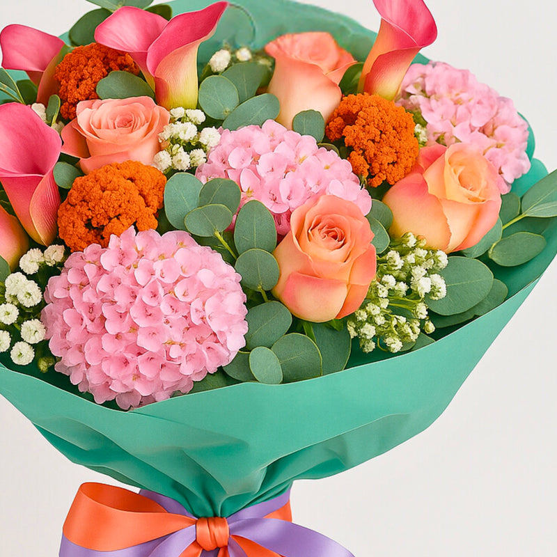 Bouquet of Pink Hydrangea and Rose Kala