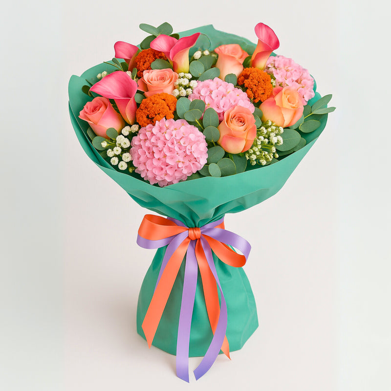 Bouquet of Pink Hydrangea and Rose Kala
