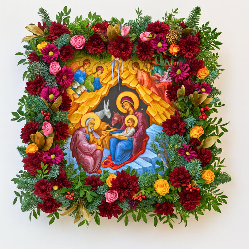 Nativity Icon Floral Frame