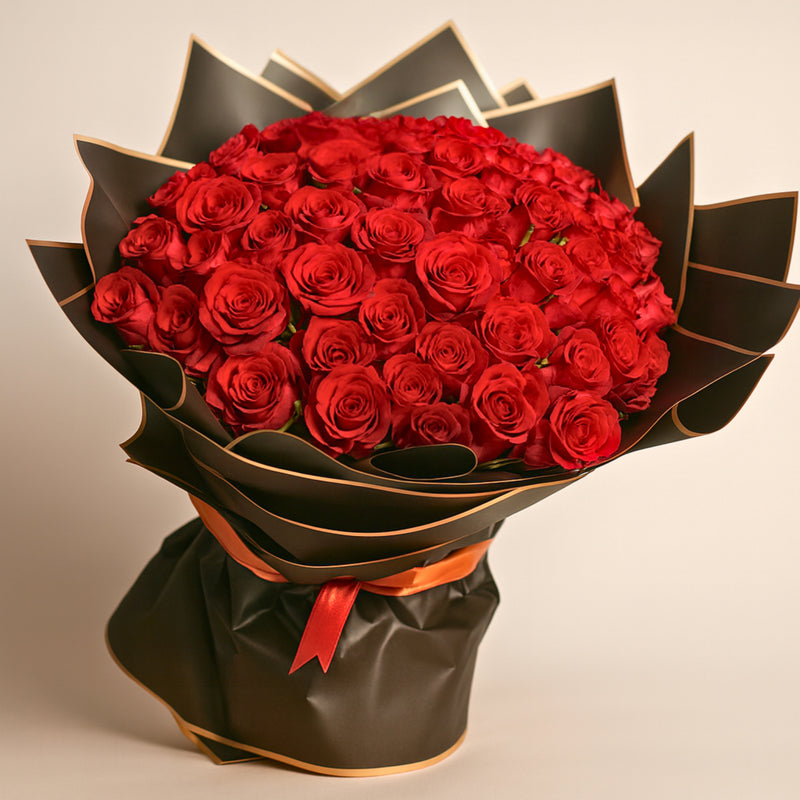 Luxurious Red Rose Bouquet - Elegant Love