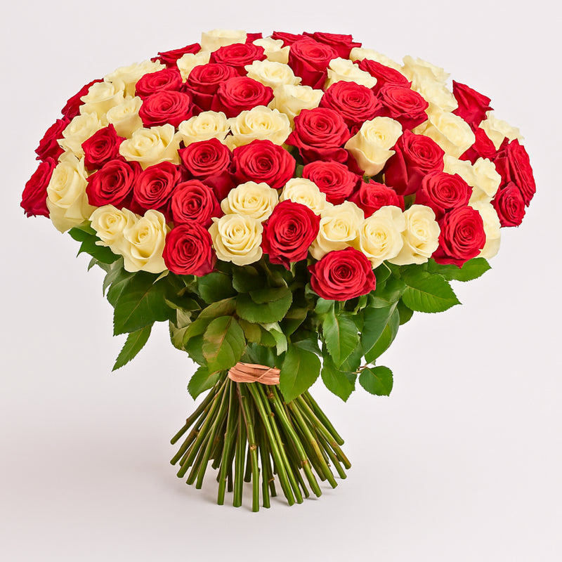 Red and White Rose Bouquet