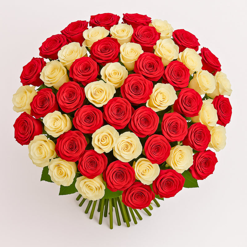 Red and White Rose Bouquet